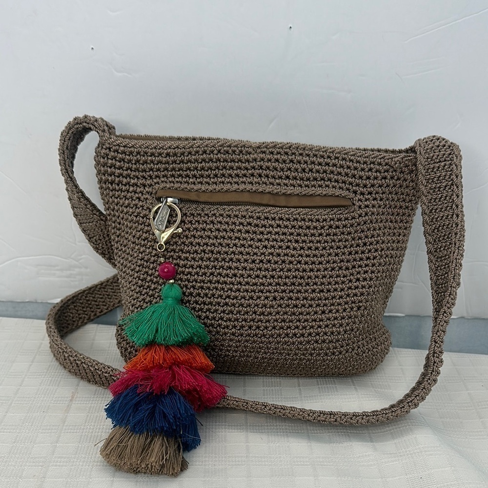 Handcrafted Brown Crossbody Bag with Tassel